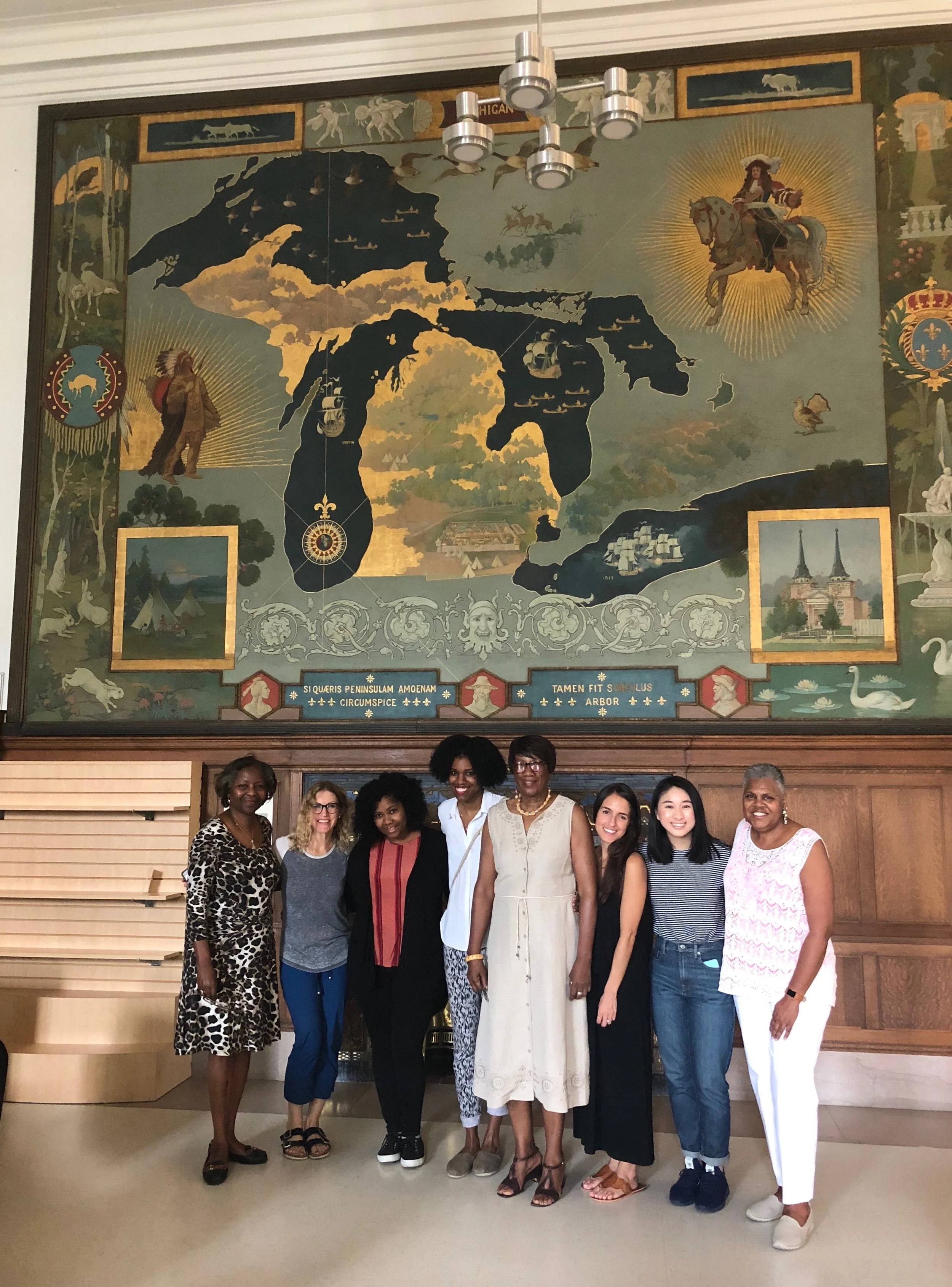 The team tours the Woodward Avenue Main Branch building of the Detroit Public Library.