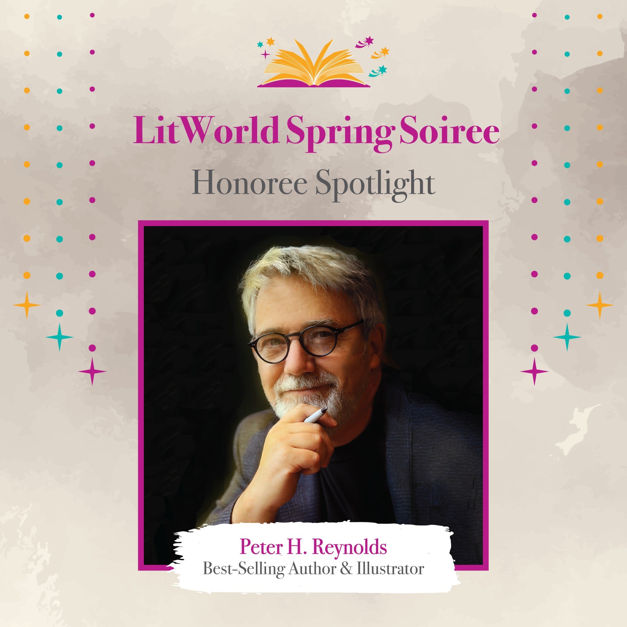 Meet our Spring Soiree Honoree: Peter H. Reynolds (@peterhreynolds) ✨

A cherished friend and supporter of LitWorld, Peter is a celebrated writer, illustrator, and storyteller whose inspiring tales like &quot;The Dot&quot; and &quot;Ish&quot; have le