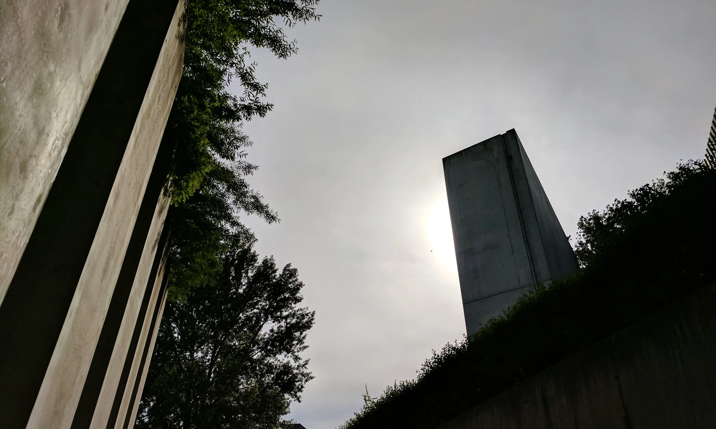 View of the Voided Void (a.k.a. the "Holocaust Tower") from within the Garden of Exile at the Jewish Museum Berlin.
