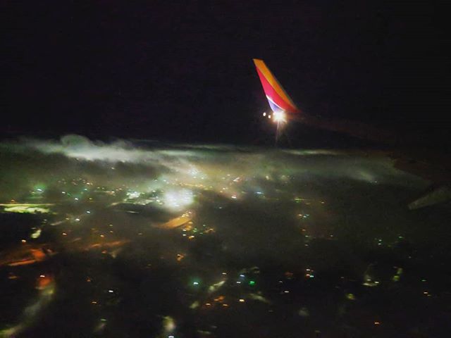 Descending through the mist.