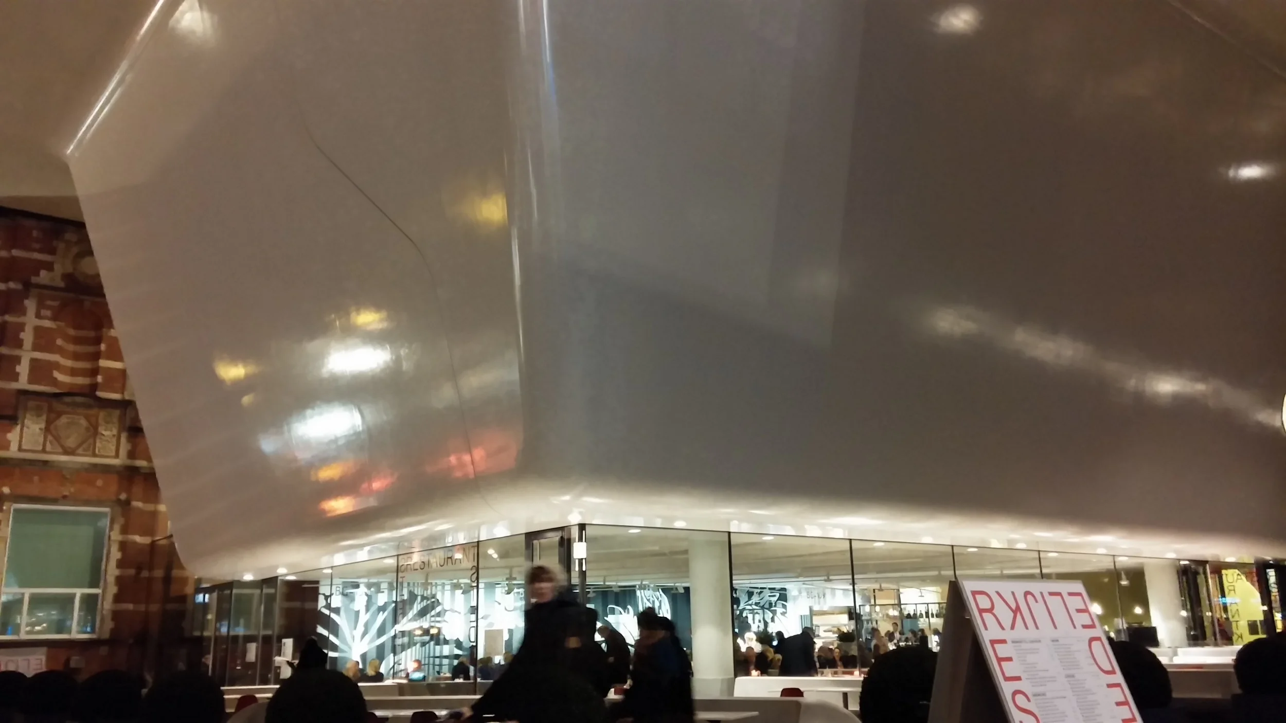 The outside of the Stedelijk Museum. Looks like a giant bathtub.