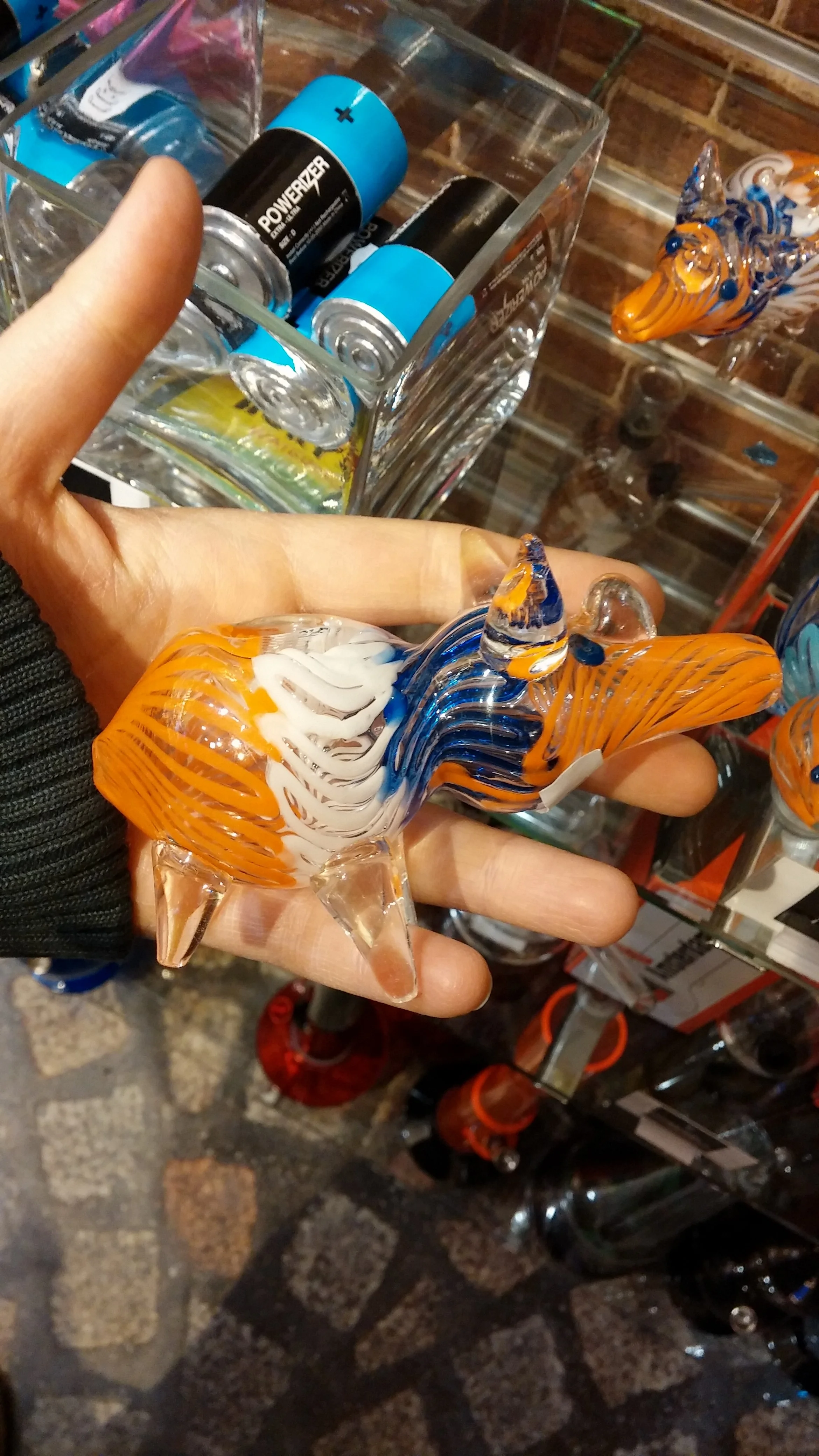 This was a pipe at a tourist store. I'm not quite sure what it's supposed to resemble. A unicorn-pig-anteater maybe?