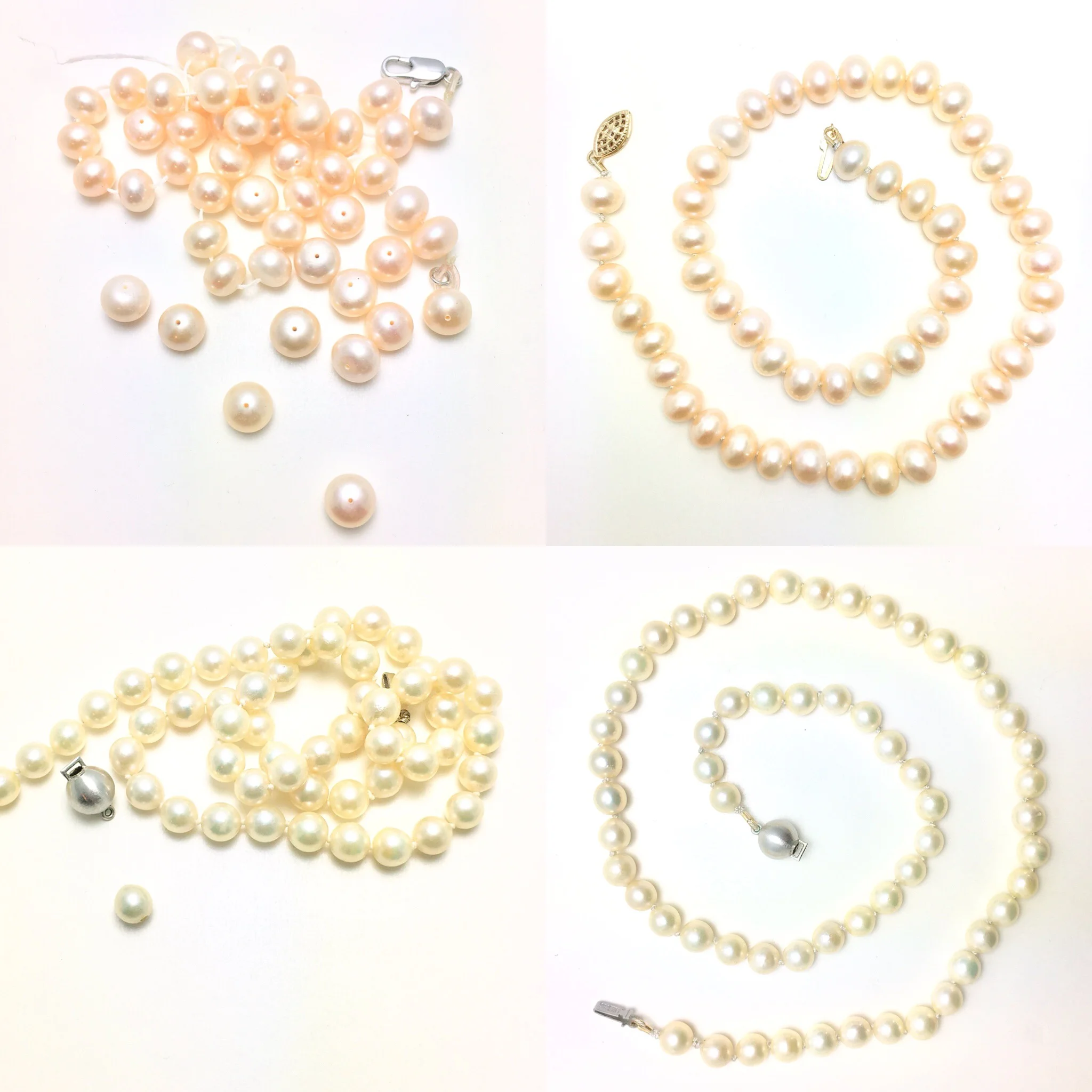 Restrung pearl necklaces