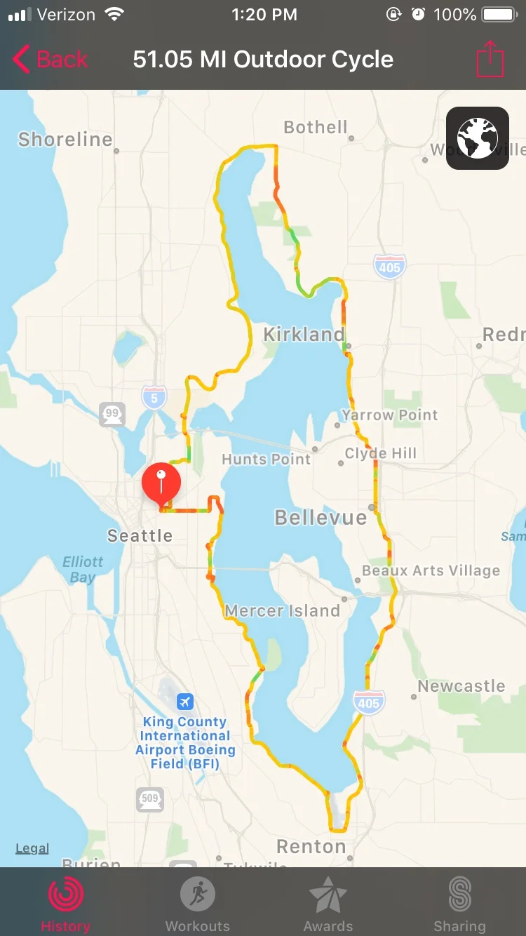 I biked around Lake Washington in preparation for the Seattle to Portland bike ride this weekend!