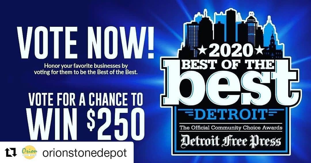 THERE'S STILL TIME TO VOTE. HELP US WIN! 
We made it to the final Voting round in the @detroitfreepress Best of the Best in 2020 Awards! Help us get the most votes in our category Shopping Garden Center/ Landscaping Supplies! 
VOTE HERE:
⬇️⬇️⬇️ 
http