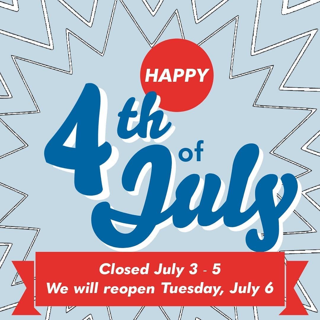 In case you haven't heard, were taking a little break to enjoy #independenceday! We will be closed Saturday, July 3 - Monday, July 5. The shop will open back up in Tuesday, July 6th. Have a fun, safe holiday! 🎆 🇺🇲 #4thofjuly #shopsmall #shoplocal