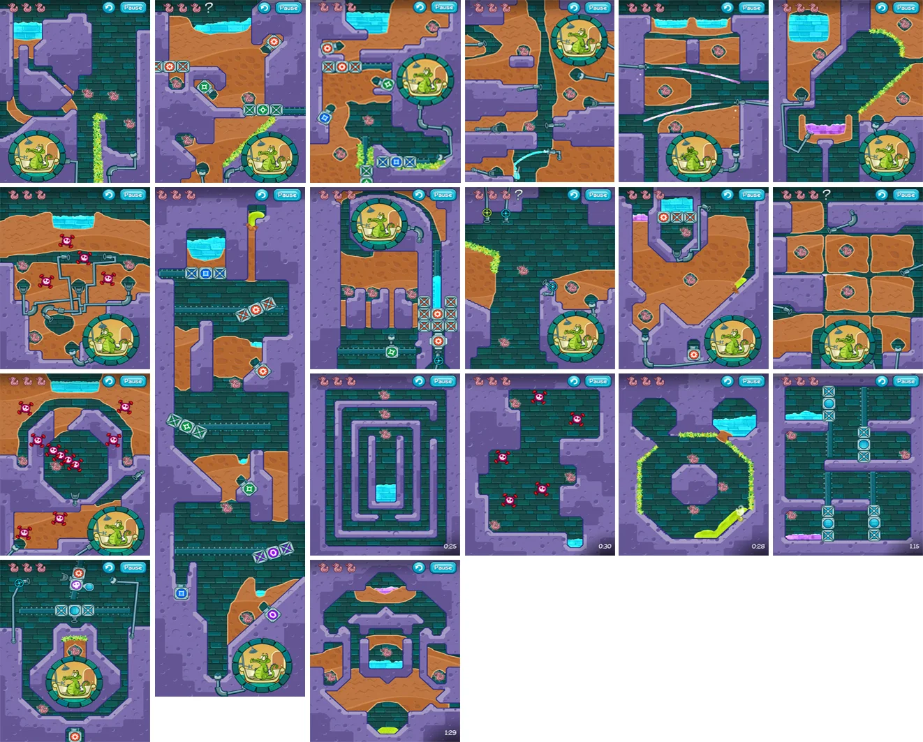 Some of the levels I created for "Where's My Water?"