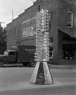 I just really love this directional sign now located on the courthouse lawn in Crossville. I hope you can enlarge it on your screen to show that it gives general direction and miles to towns from Albany to the north, Chattanooga to the south, Knoxville to the east and Nashville to the west.