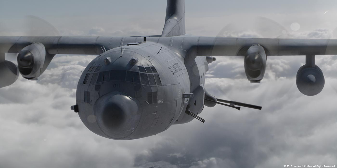  Being an avid CrossFitter, I felt truly lucky to have worked on this film. Although our work wasn't a lot, it was still fun work. I painted this AC130 plane that helps Marcus Luttrell towards the end. All the paneling and riveting was done in textur