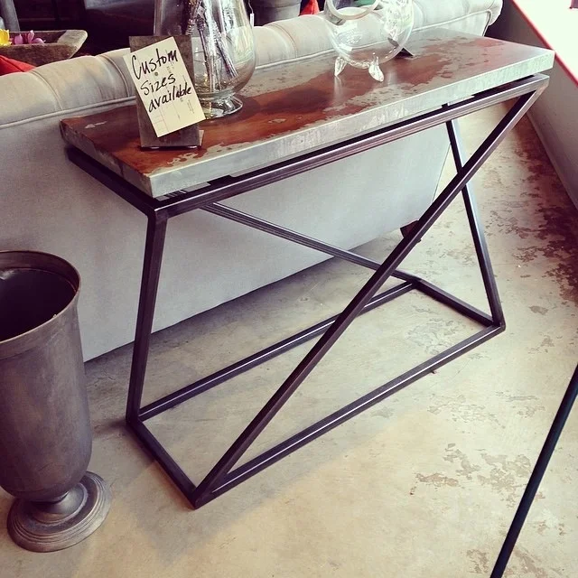 Another floating base design by Constructed Matter and acid etched top by Andy Higgins of Ciel. Available at Ciel Loft & Home in St. Louis Park, MN or via email: joe@constructedmatter.com