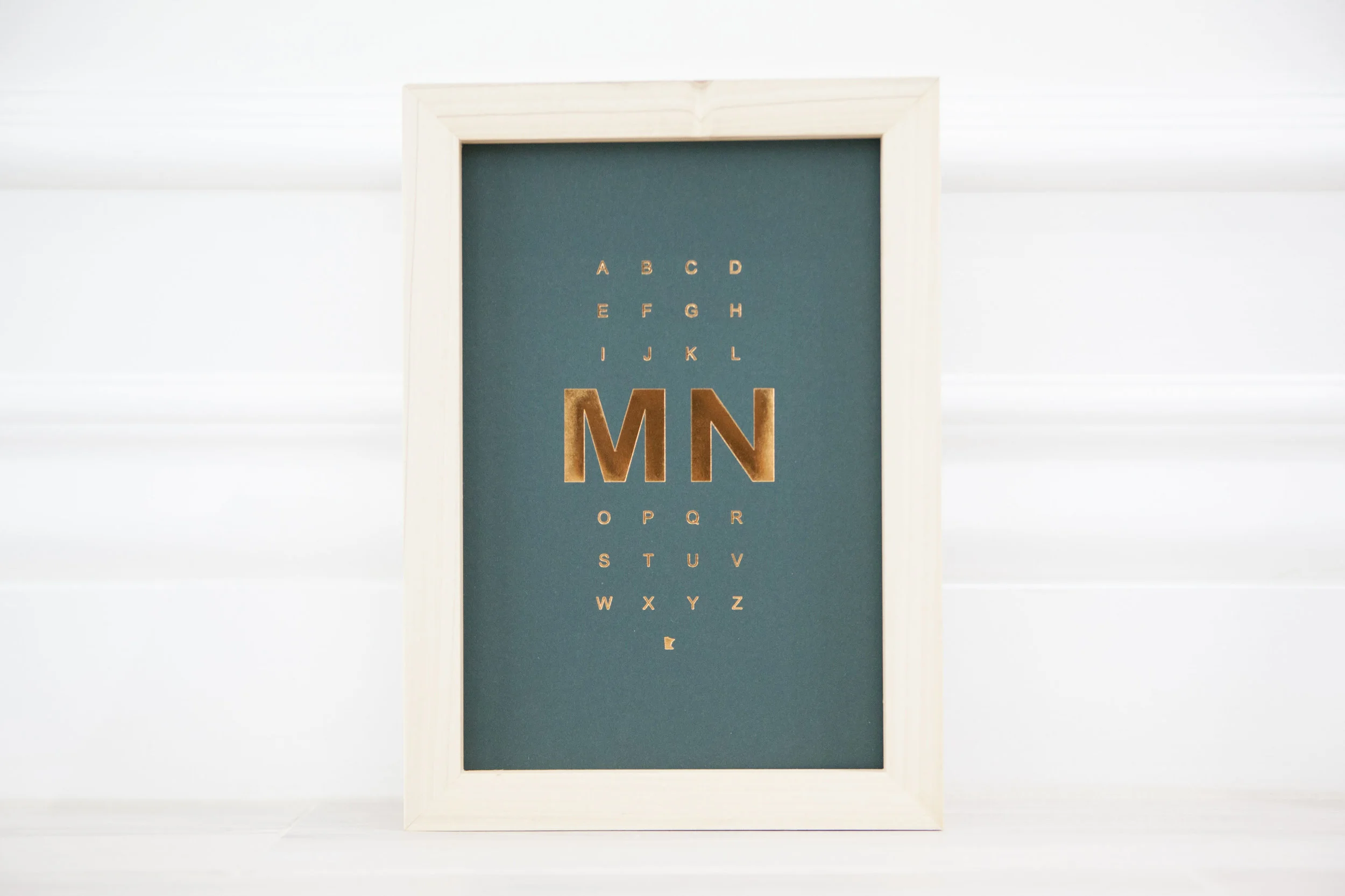 MN, art, print, alphabet, minnesota, gold, foil