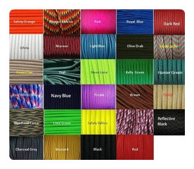 Twenty-seven colors. I'm not good at math, but I think that gives us about a gazillion combo options. Photo courtesy of Rand Hill Paracord.