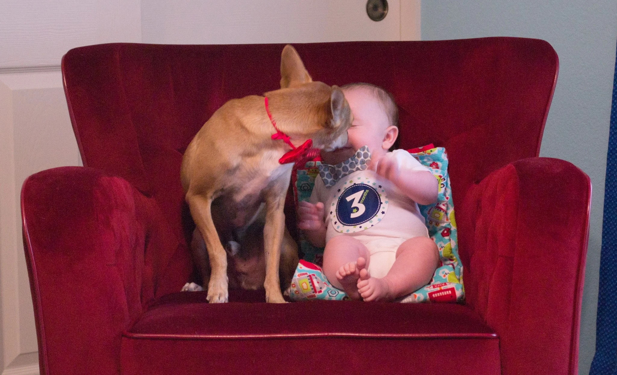 Roldy goes in for more kisses in Lincoln's third month.