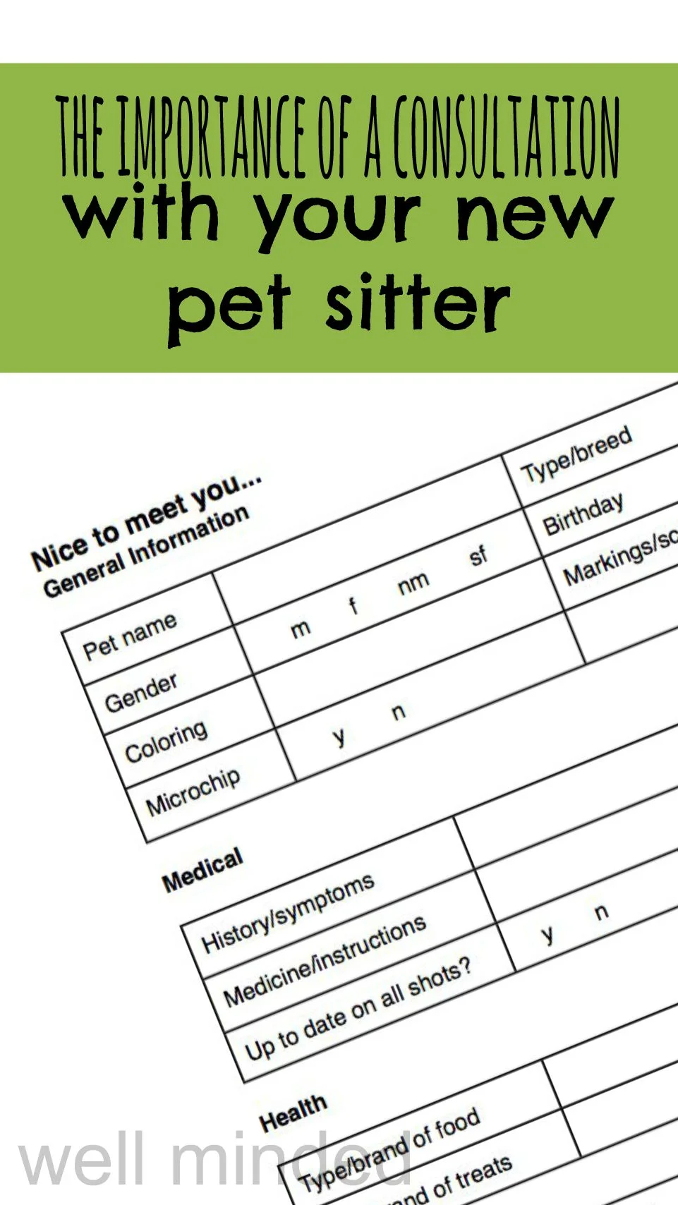 The importance of a consultation with your new pet sitter. 