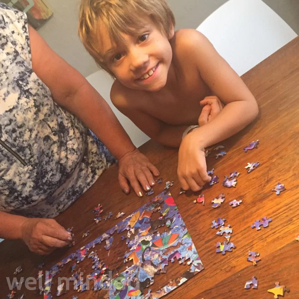 My son, Porter, enjoyed helping put the puzzle together. Please excuse his lack of attire...it was a hot day.