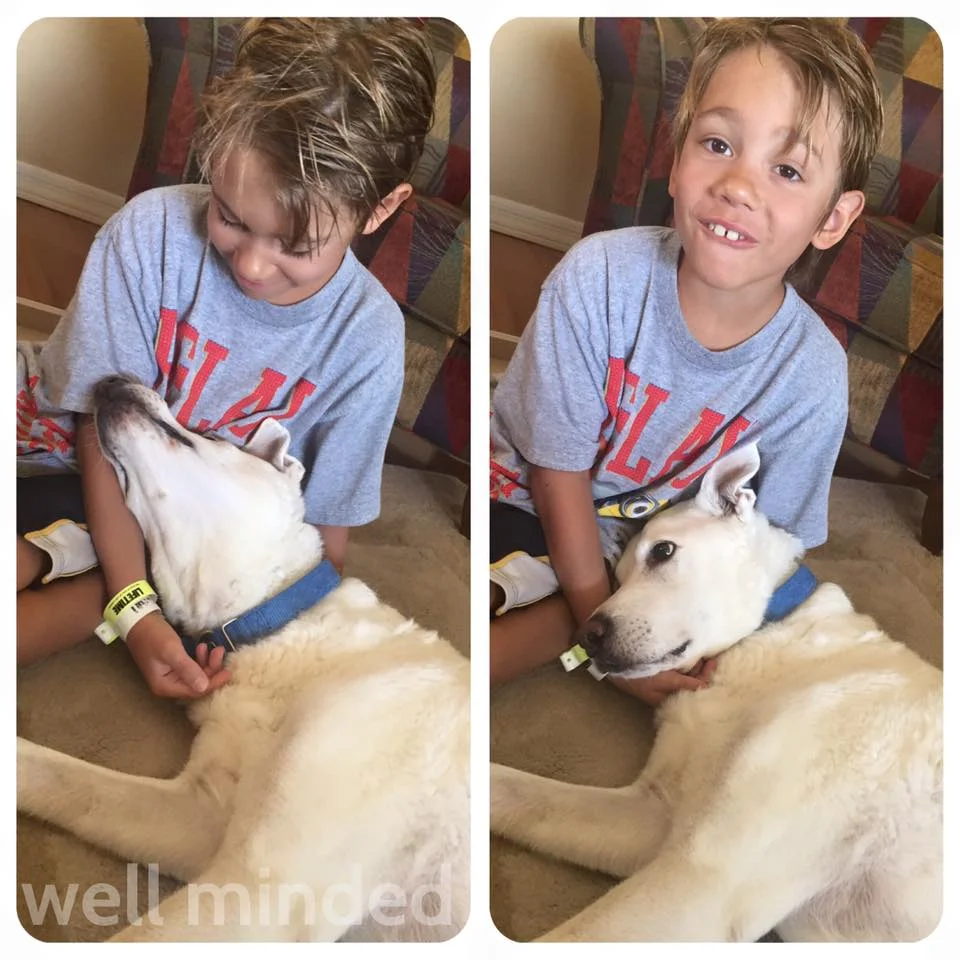 Junior Pet Sitter Porter enjoying cuddles from Clayton.