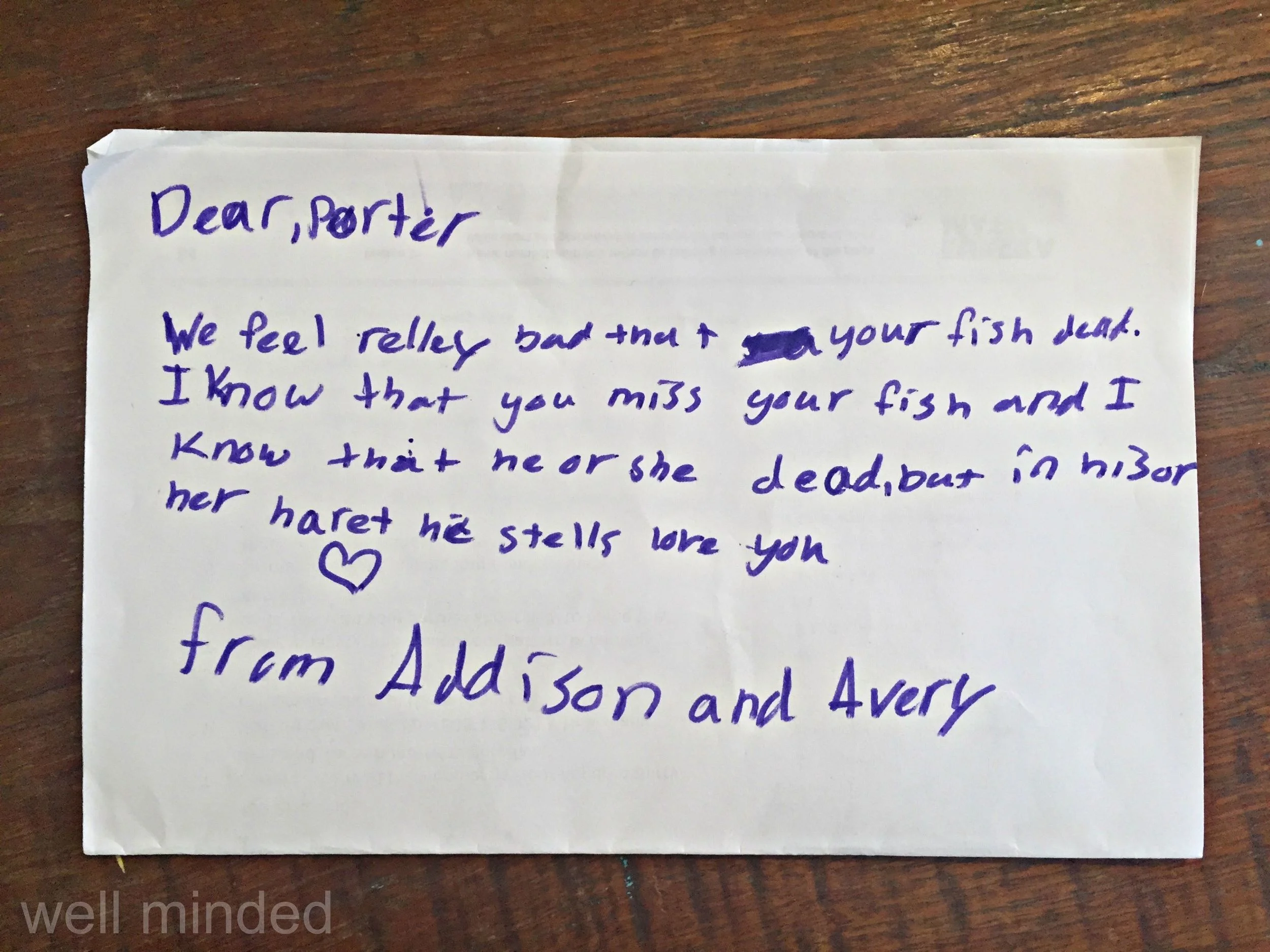 Very sweet note.