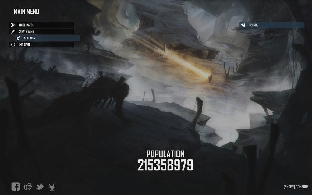 The title screen, with the dreaded population counter