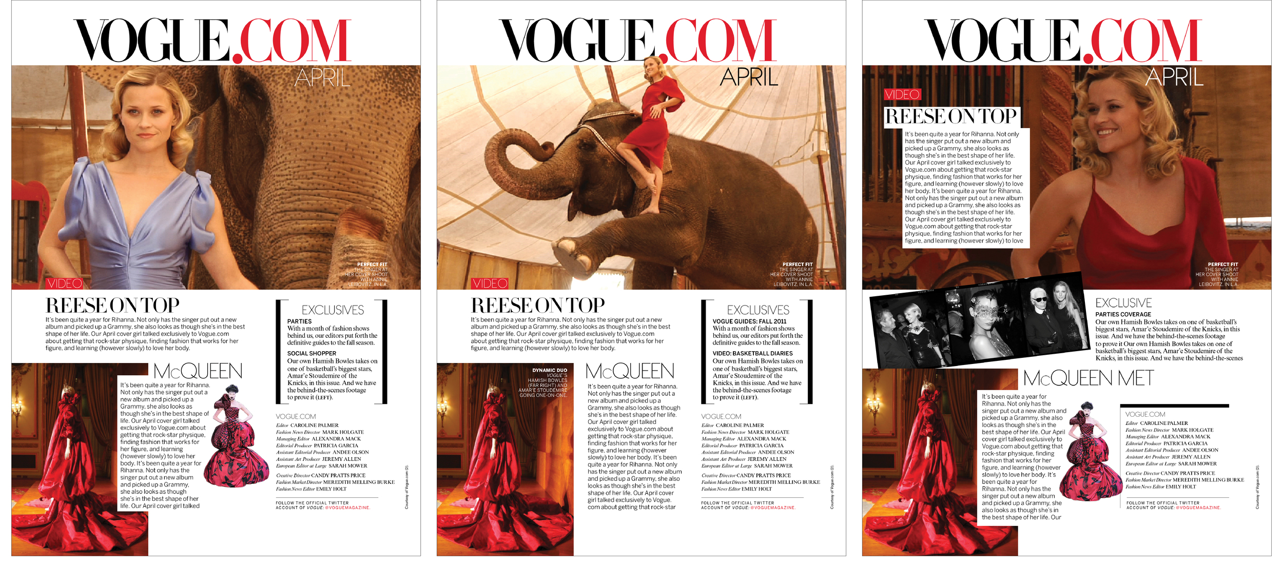  Vogue.com TOC Page&nbsp; (Right layout was published)   May 2011  Vogue Magazine&nbsp; 