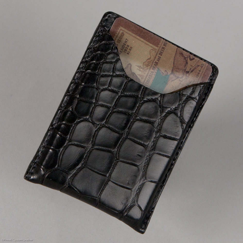 Three Pocket Card Case .. Alligator — Pinnell Custom Leather