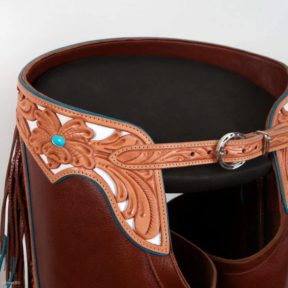 Couteau Buck Chaps En Cuir Sur Mesure Pour équitation - Peau De Cou - Fabriqué Aux USA - Neuf Chapeaux Western