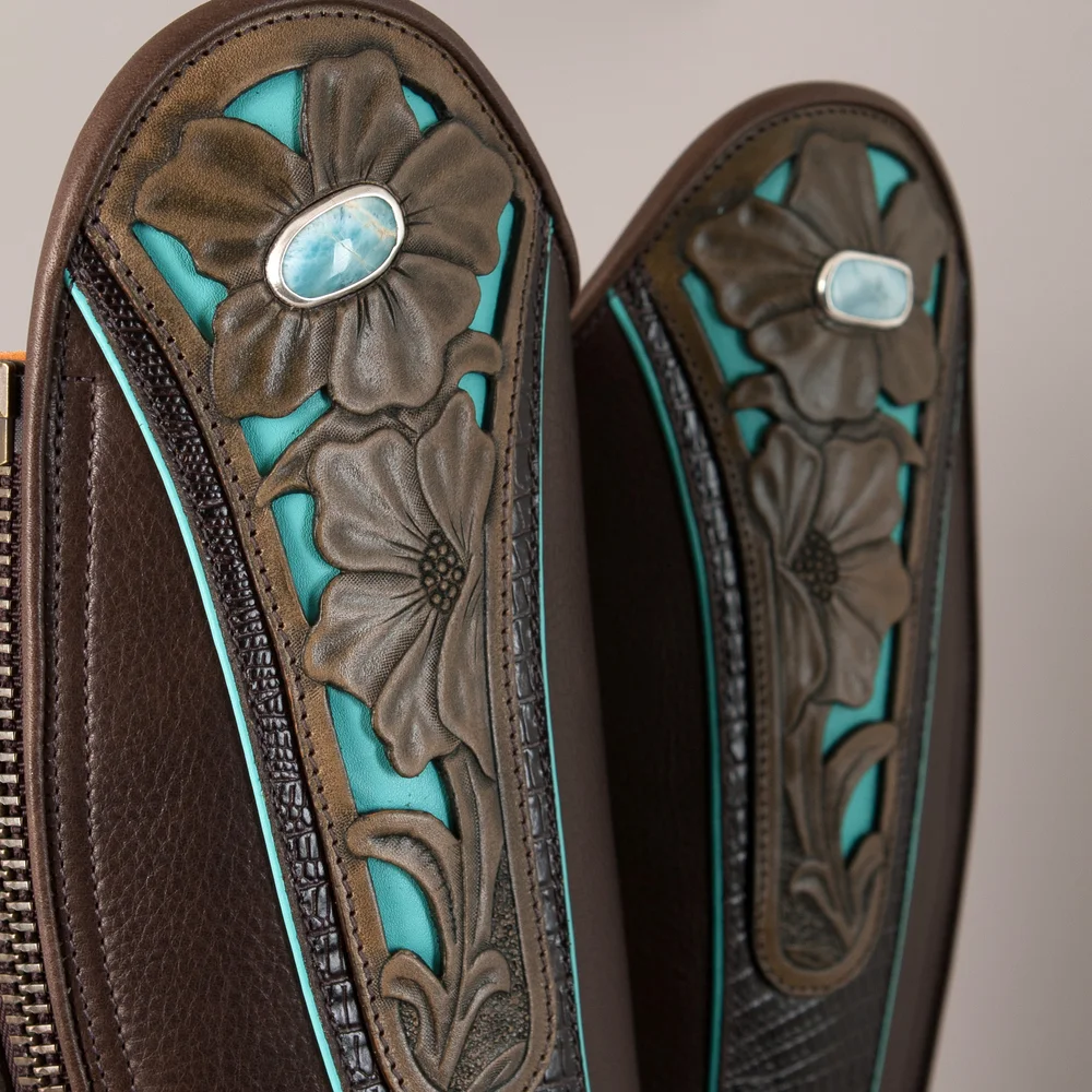 Bottes cavalières cuir vert kaki sur mesure - Bottes cavalières sur mesure