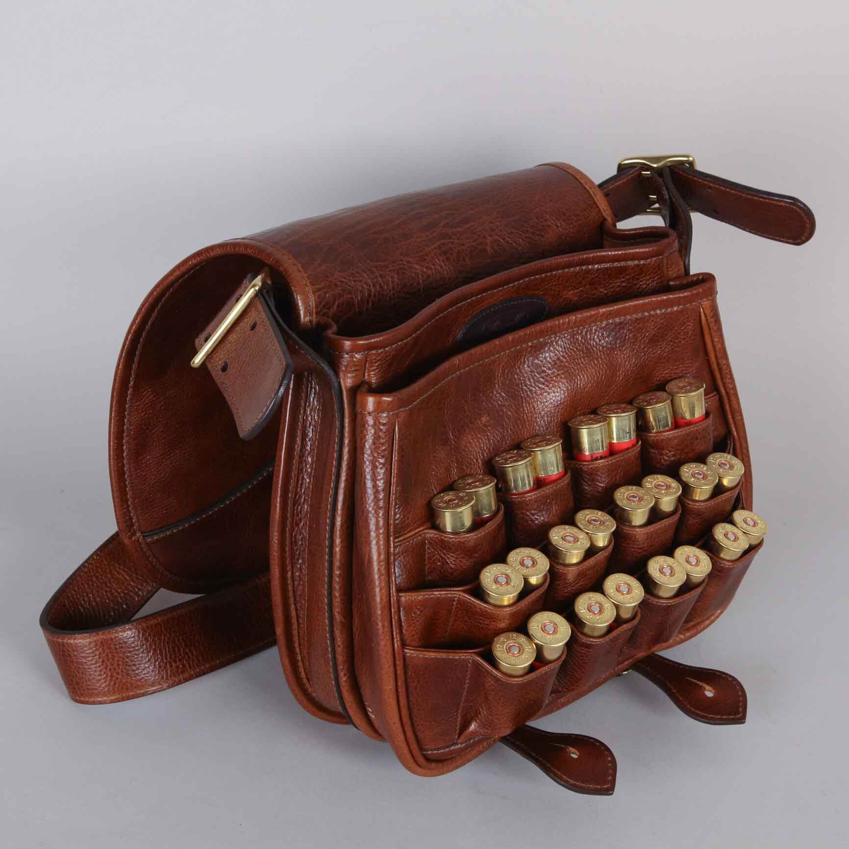 Details about   Distressed Leather Cartridge Bag Shooting Hunting 250 Magazine Case 