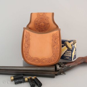 Double Pocket Shooting Pouch . Ostrich and Bridle Leather — Pinnell  Custom Leather