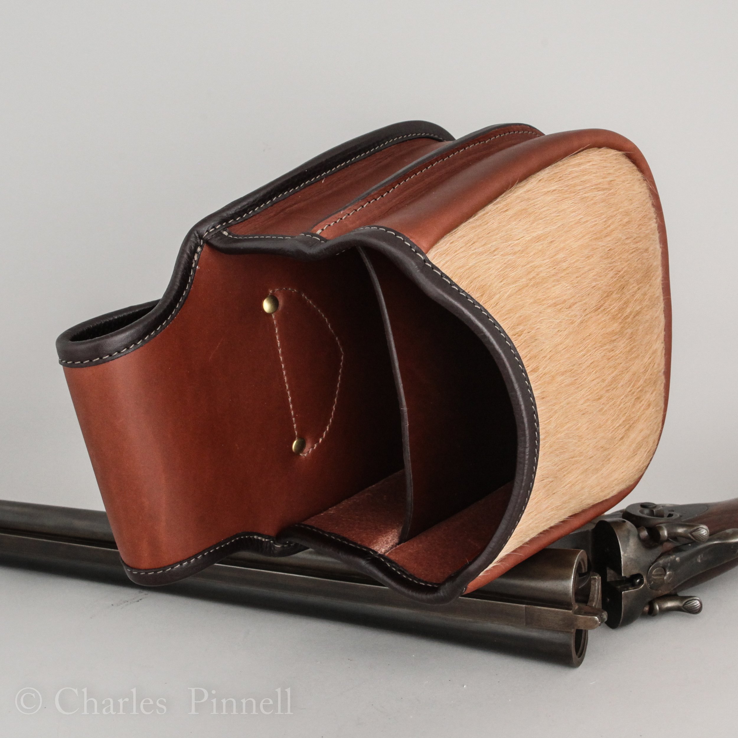 Double Pocket Shooting Pouch....Cow Hair and Bridle Leather