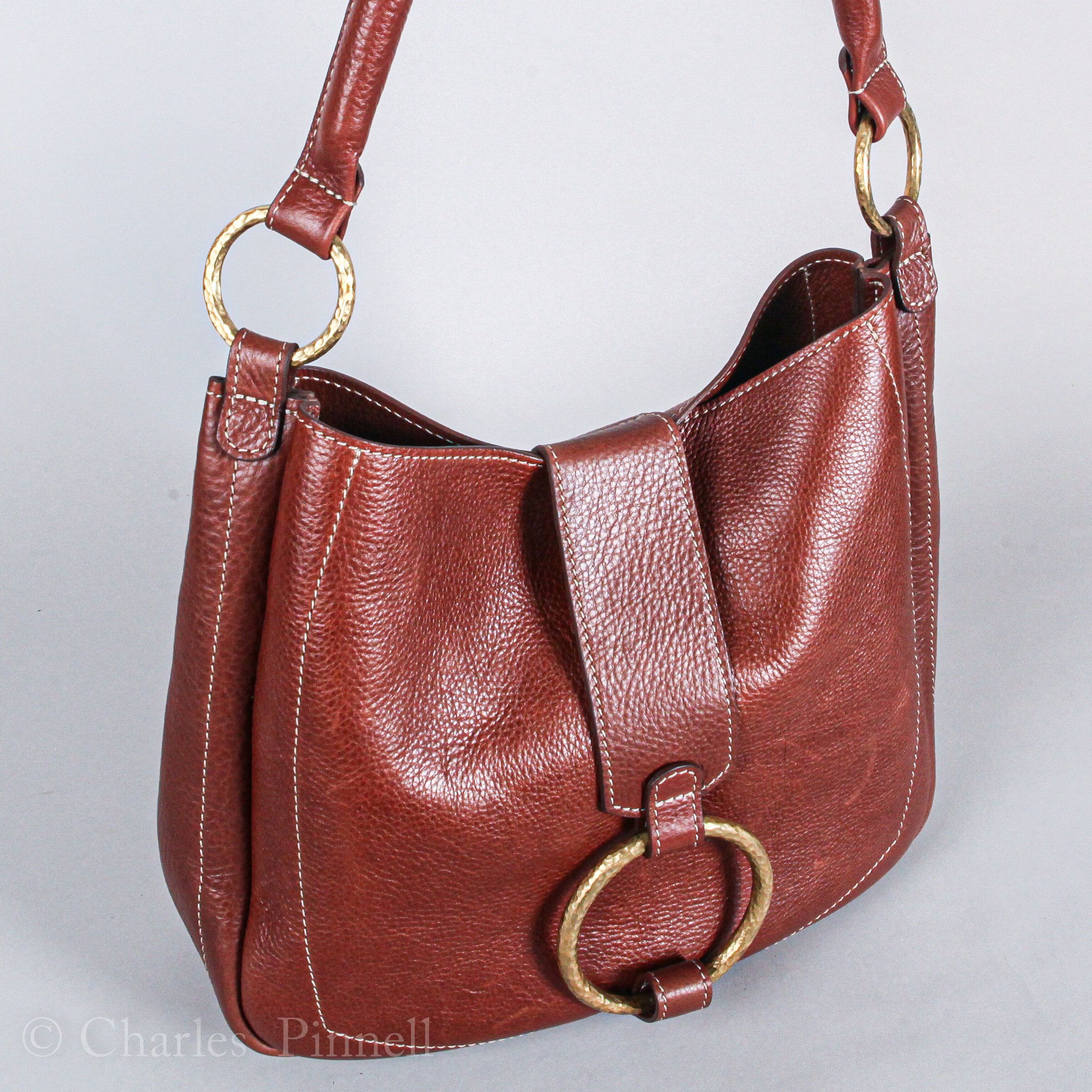 0401~Hammered Leather BOTTALATA Travel Bag