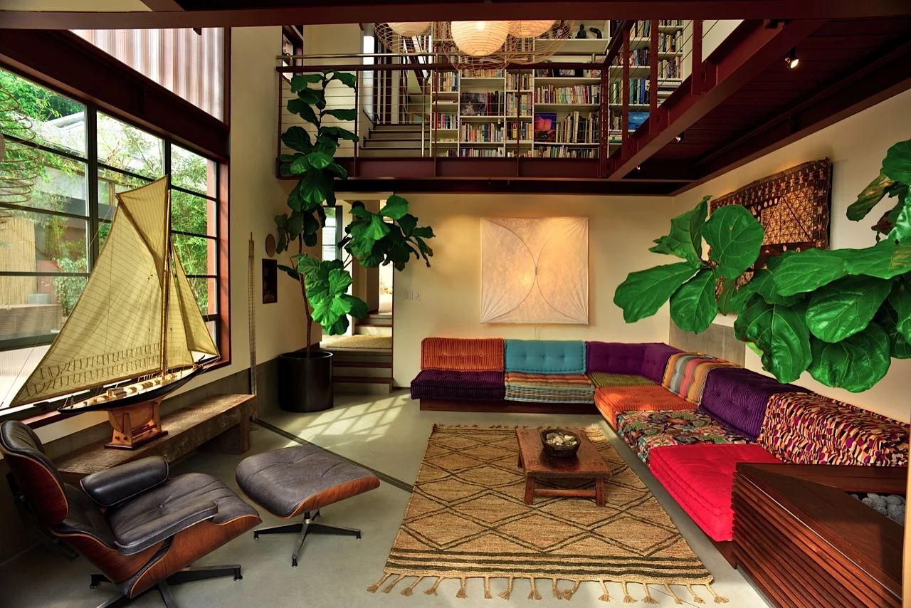 Living Area with Library Bridge