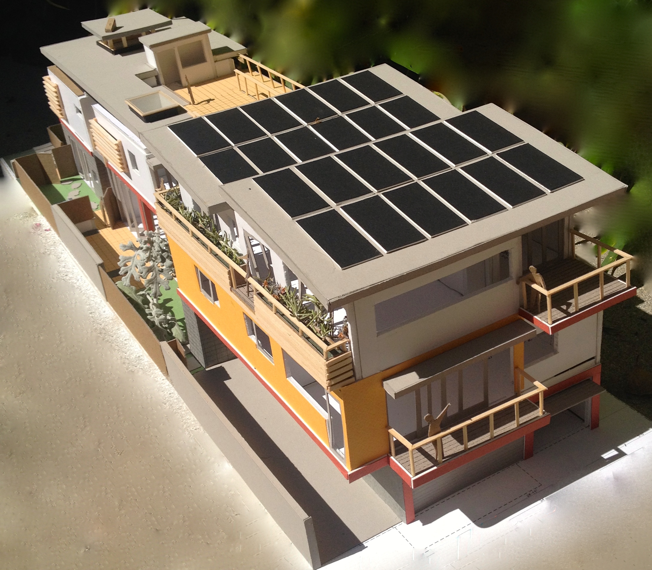 Aerial view of solar array & roof garden