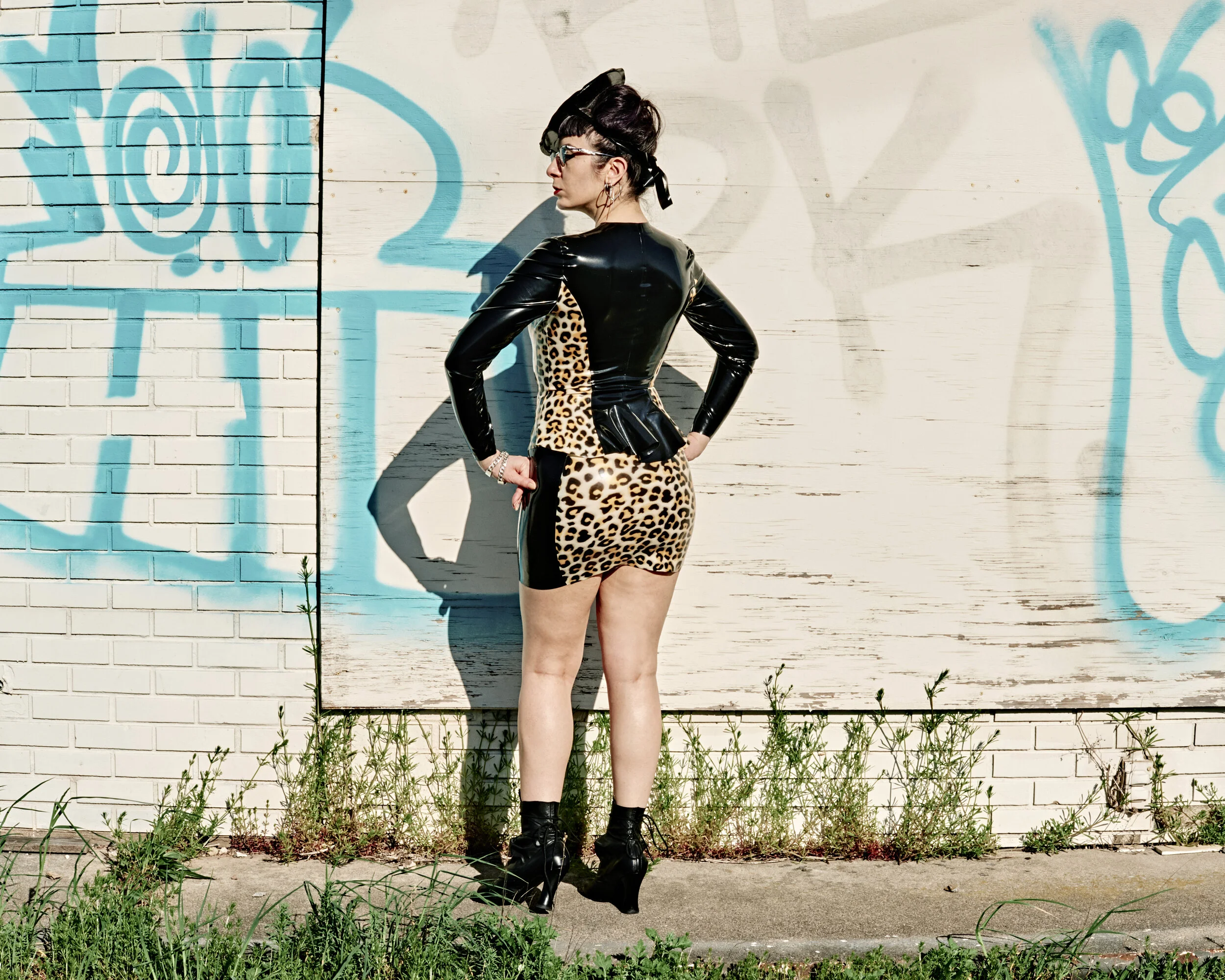 BabyLove's Latex Leopard Girdle Mini Skirt
