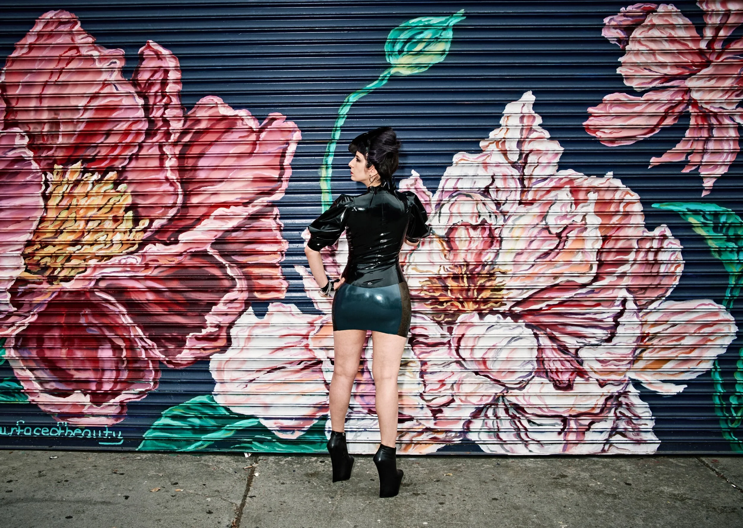 BabyLove's Latex Texture Sided Girdle Mini Skirt