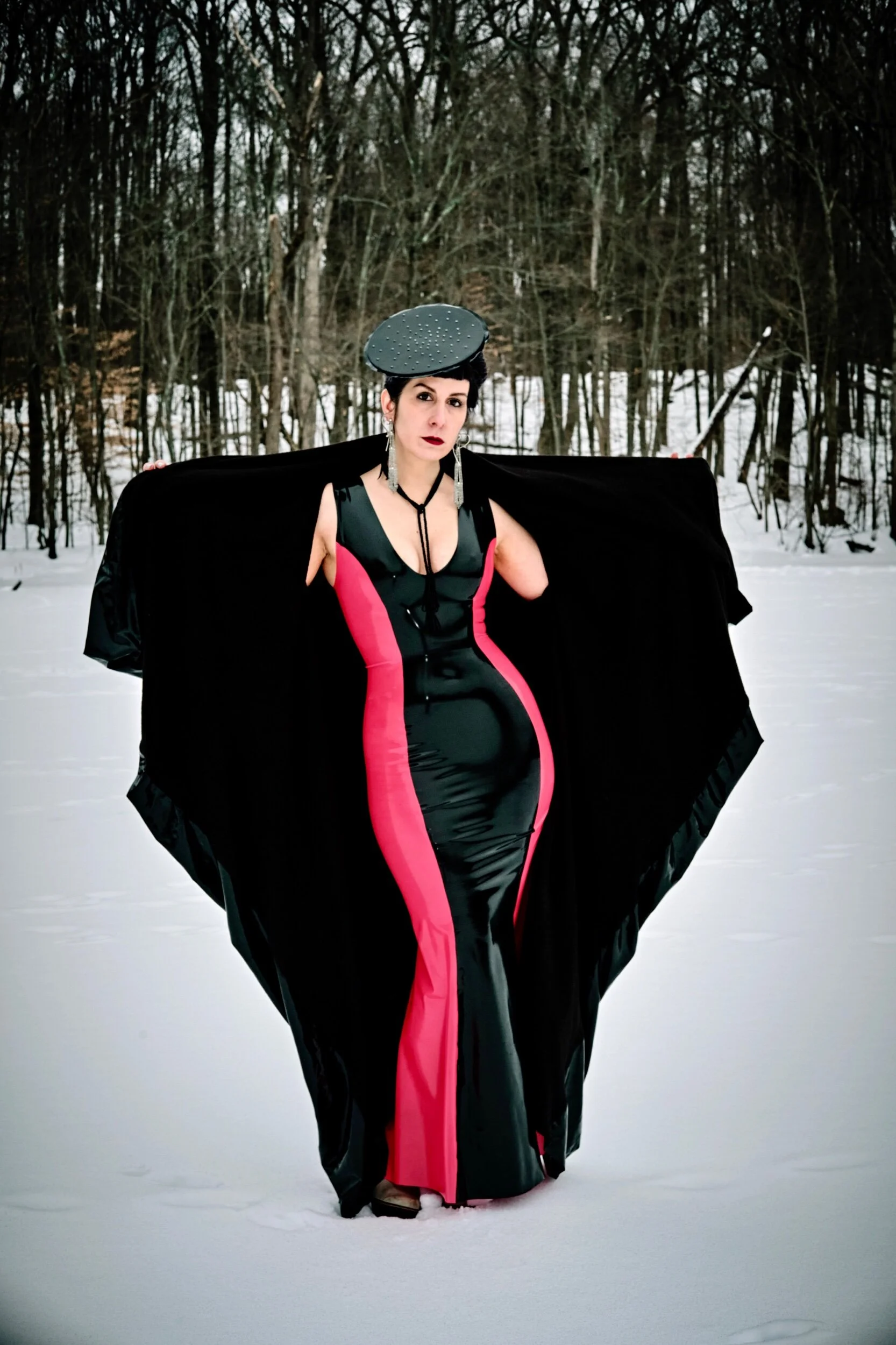 Renee Masoomian Fleece Lined Latex Drape Coat