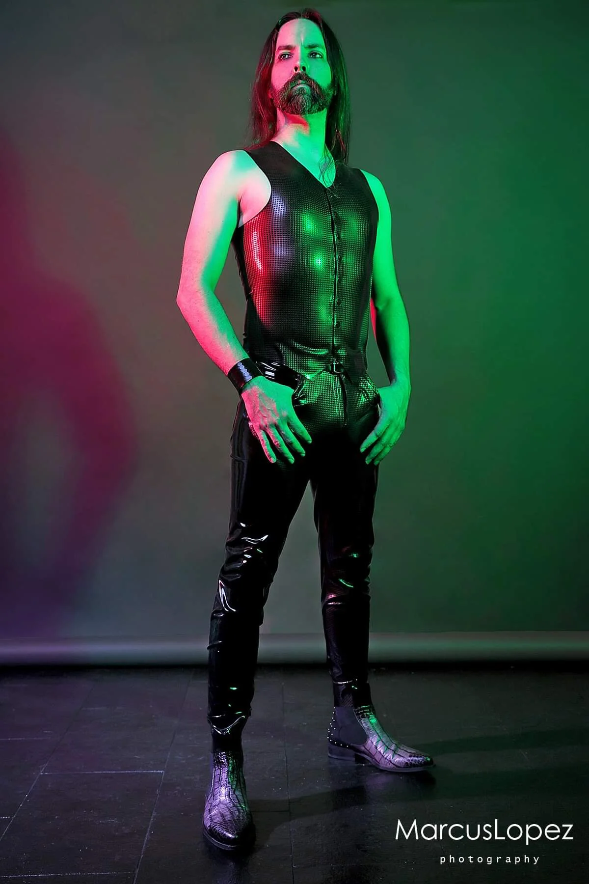 Soliloquy Latex Textured Two-Tone Pants