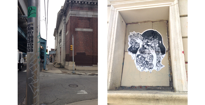 About: I am a 21 year old Philadelphia-based printmaker, illustrator, photographer, zine maker, street artist, biker, and adventurer. Like it has been said many times before, Philly is a great place to be as a creative person because the rent is cheap and it's easy to call it home. My artwork on or off the streets is about storytelling. Having grown up as a first generation American and a girl, my range of experiences and perspectives I was exposed to is unique and is also the main source material for my illustrations. I’m always looking for cool people, fellow artists, and galleries to help me showcase my talents and can be reached at hurrayfor@gmail.com. Neighborhood: KENSINGTON / FISHTOWN I love Kensington/Fishtown b ecause it is my home and there are amazing places to get breakfast/brunch, including Rocket Cat Café, Coffee House Too, and El Cafeito. I am most happy in the City of Brotherly Love where I live with all my friends. Artwork Location Hint: (SEE PHOTOS)