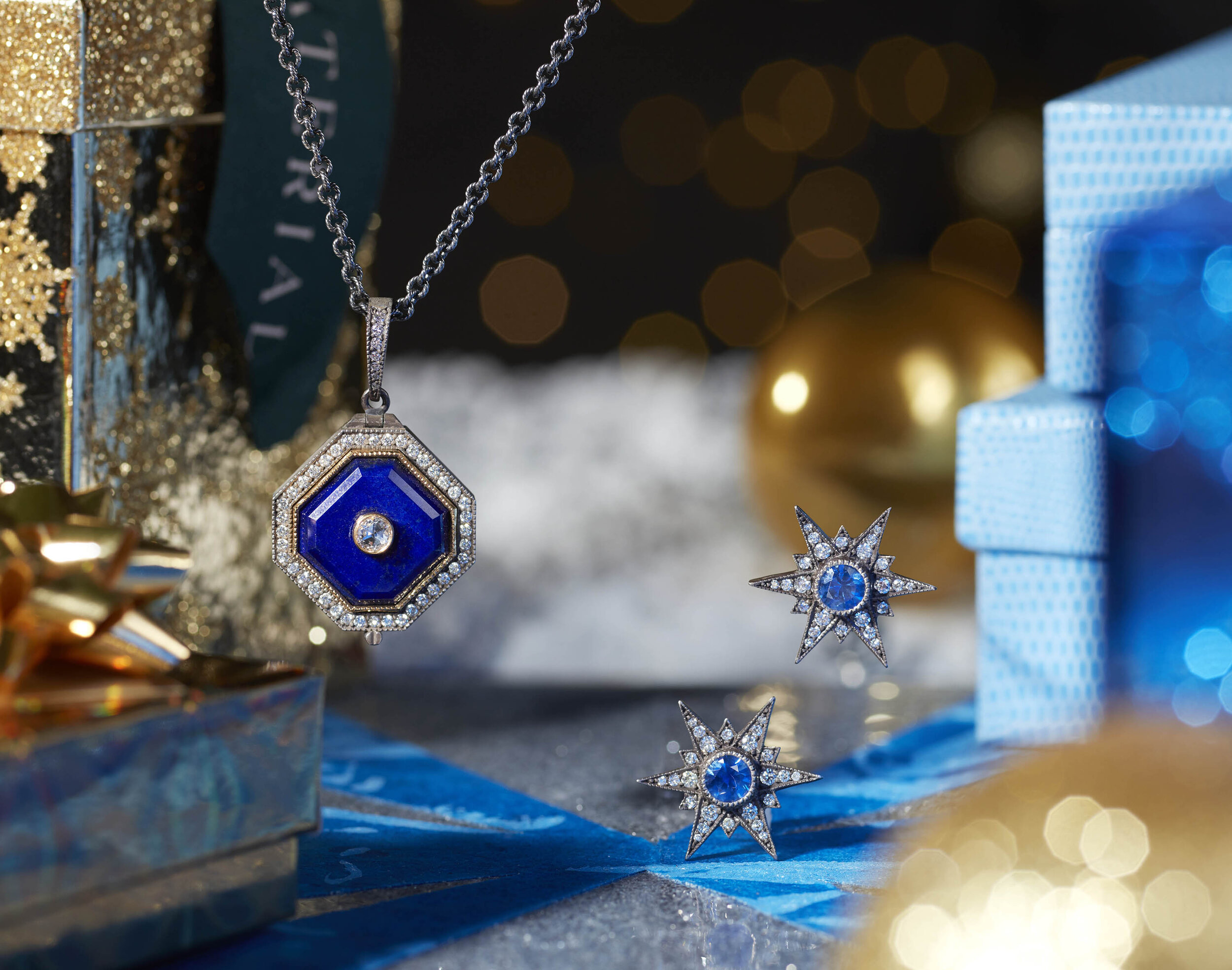 Holiday blue necklace with xmas balls.jpg