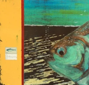 Whale Watcher 12" x 12" acrylic & collage on canvas