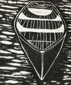  Gently Down The Stream 8" x 8" linoprint 