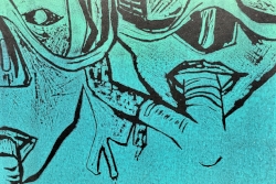  Snorkel Buddies 6" x 4" linoprint 