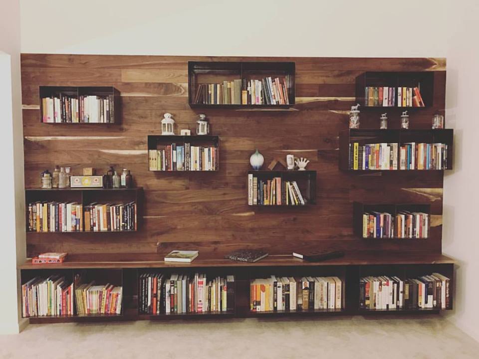 Walnut and Steel Feature Wall