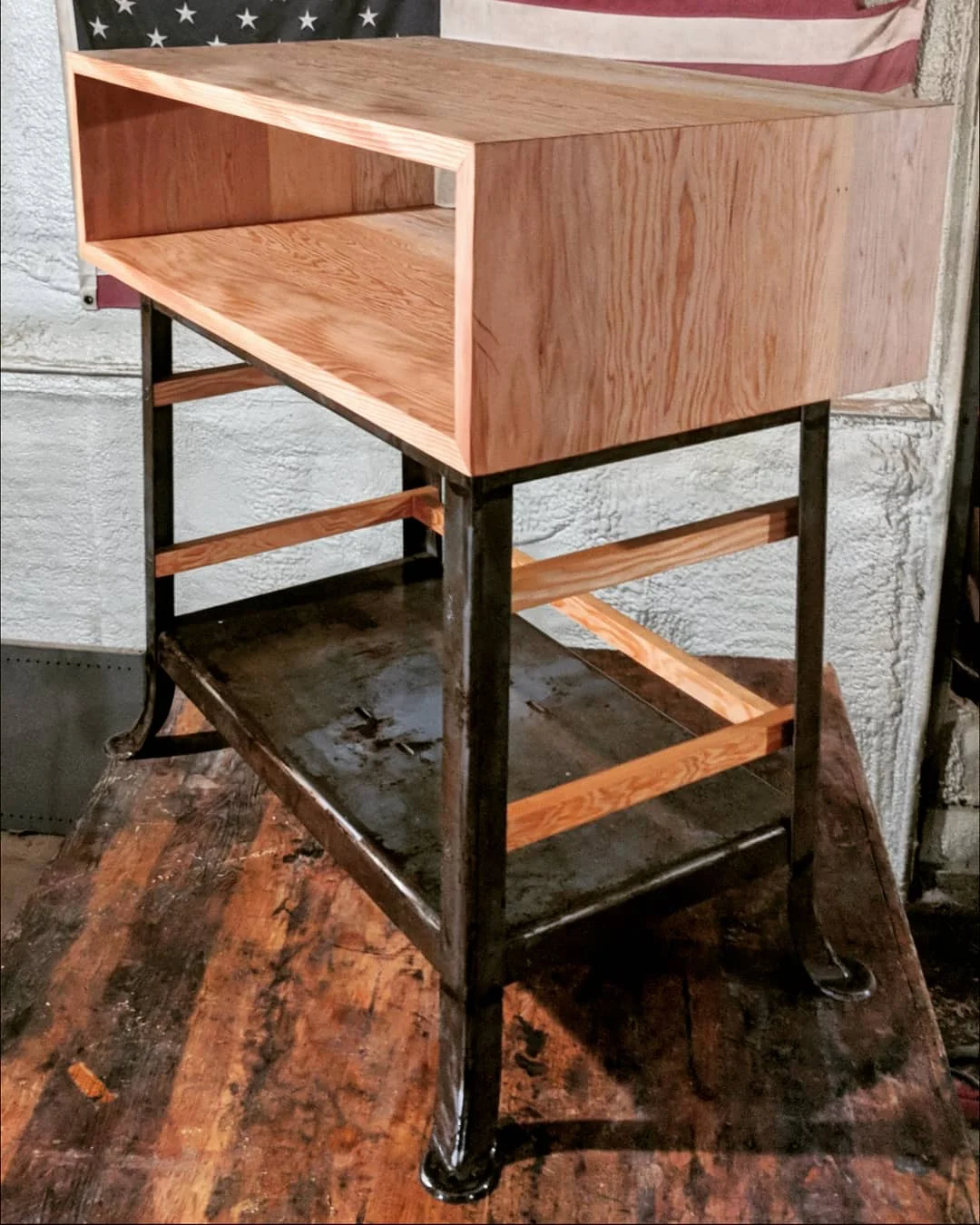 Salvaged Steel and Longleaf Pine Console