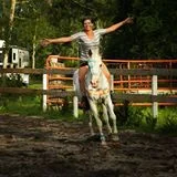 Ariel playing with her horse, Belle (No-there is NO Disney princess theme going on here!.