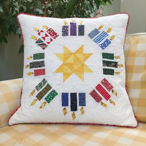 20" Candles block quilted pillow