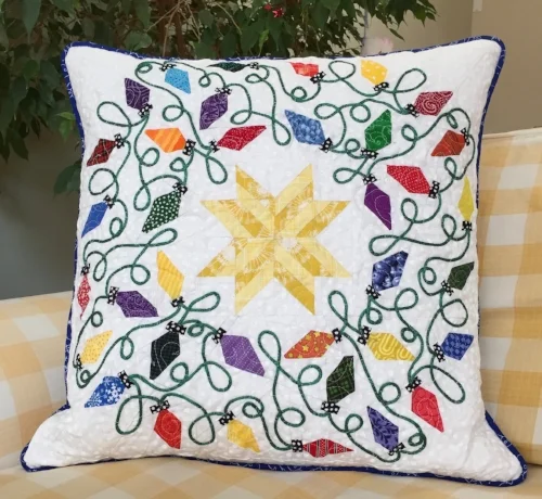 20” Lights block quilted pillow