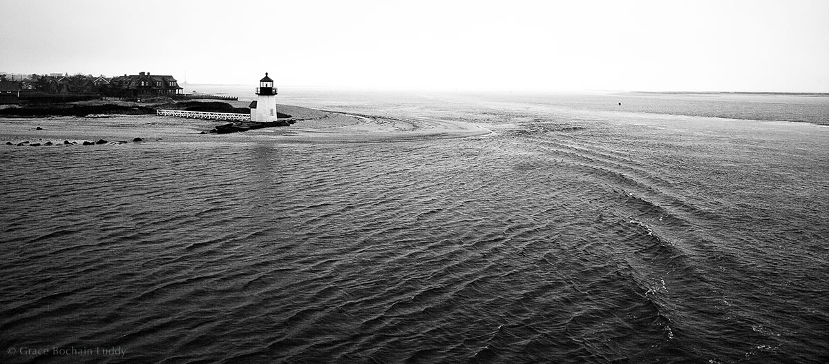 The lighthouse on the way into Nantucket Harbor.