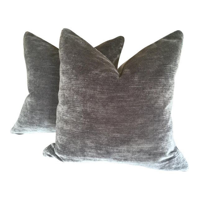 dark gray velvet pillows