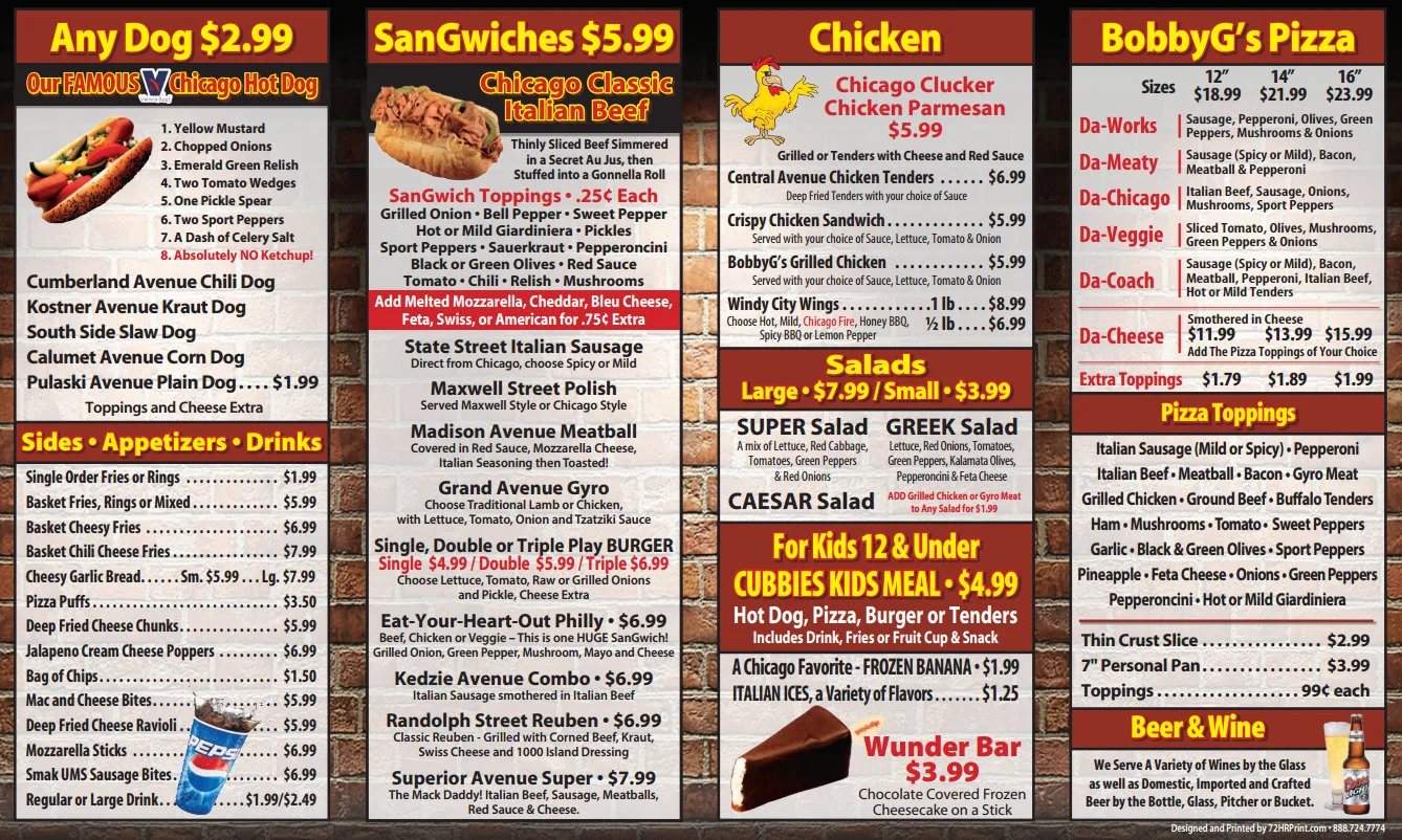 BobbyG's Menu - Click On Image to View or Down Load Menu to Print