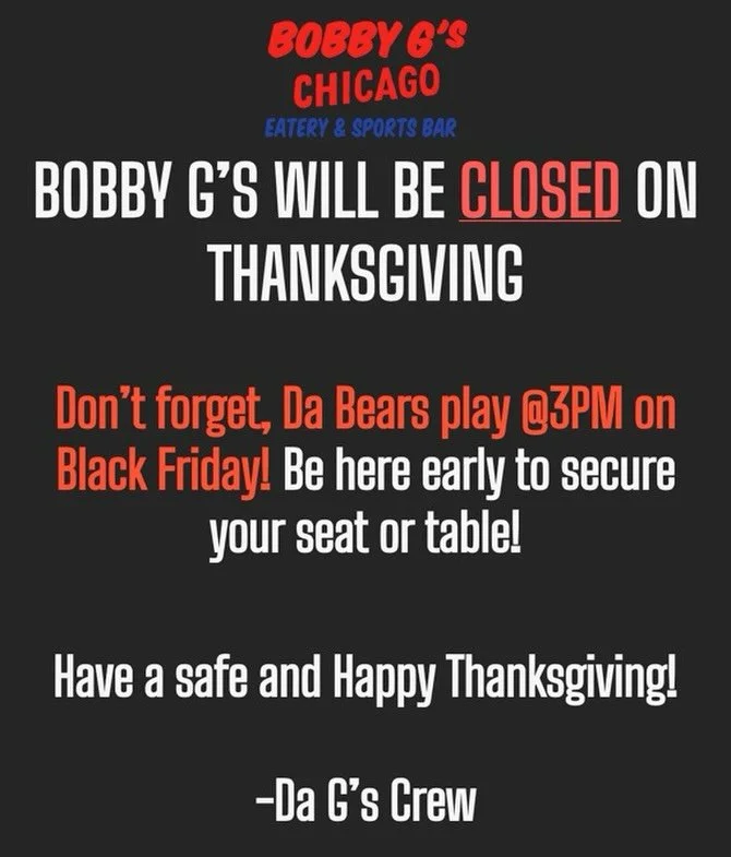 Have a safe and Happy Thanksgiving, we&rsquo;ll see you on Friday for Bears @ Eagles 3PM &amp; Georgia Tech v.s Georgia @ 3:30PM!